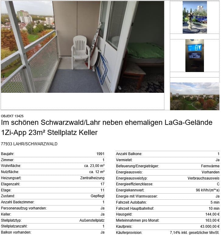 Referenzobjekt Lahr / Schwarzwald